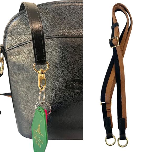 Longchamp Vintage Le Foulonné Black Leather Crossbody Bag Y2K 2000s Era France - Picture 4 of 10